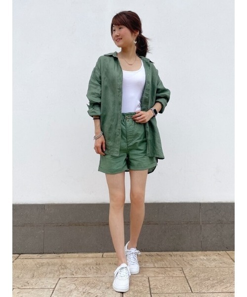 GAP(ギャップ)の「リネン混 ストレート カジュアルショートパンツ(その他パンツ・レディース・ホワイト/ブラウン/グリーン・0/2/00/000/4/6/8)」の8枚目の写真