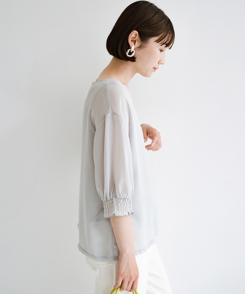 haco!（ハコ）の「上品な透け感が華やぎをプラスしてくれるシフォントップス＆ノースリーブカットソーセット（その他トップス・レディース・ライトグレー/ダークネイビー・SMALL/MEDIUM/LARGE/X-LARGE）」の5枚目の写真