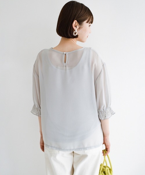 haco!（ハコ）の「上品な透け感が華やぎをプラスしてくれるシフォントップス＆ノースリーブカットソーセット（その他トップス・レディース・ライトグレー/ダークネイビー・SMALL/MEDIUM/LARGE/X-LARGE）」の21枚目の写真