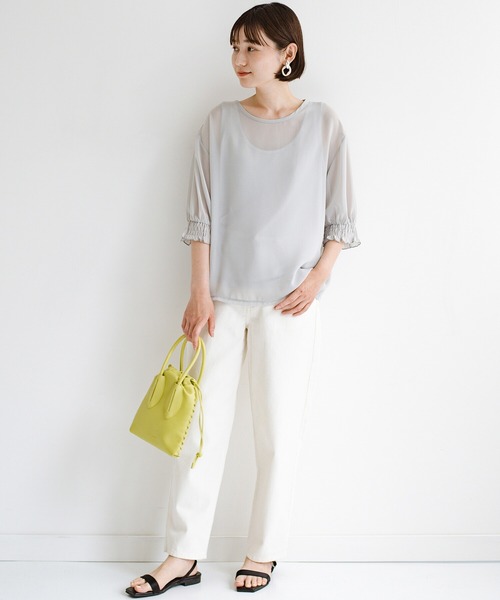 haco!（ハコ）の「上品な透け感が華やぎをプラスしてくれるシフォントップス＆ノースリーブカットソーセット（その他トップス・レディース・ライトグレー/ダークネイビー・SMALL/MEDIUM/LARGE/X-LARGE）」の19枚目の写真