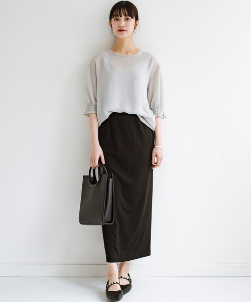 haco!（ハコ）の「上品な透け感が華やぎをプラスしてくれるシフォントップス＆ノースリーブカットソーセット（その他トップス・レディース・ライトグレー/ダークネイビー・SMALL/MEDIUM/LARGE/X-LARGE）」の22枚目の写真