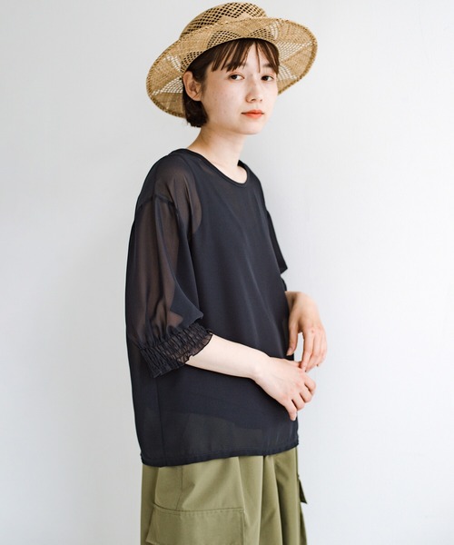 haco!（ハコ）の「上品な透け感が華やぎをプラスしてくれるシフォントップス＆ノースリーブカットソーセット（その他トップス・レディース・ライトグレー/ダークネイビー・SMALL/MEDIUM/LARGE/X-LARGE）」の8枚目の写真