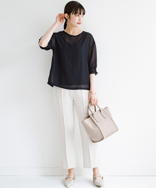 haco!（ハコ）の「上品な透け感が華やぎをプラスしてくれるシフォントップス＆ノースリーブカットソーセット（その他トップス・レディース・ライトグレー/ダークネイビー・SMALL/MEDIUM/LARGE/X-LARGE）」の9枚目の写真