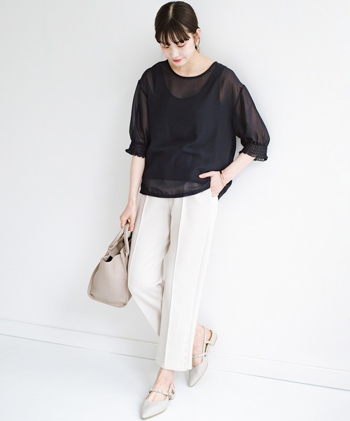 haco!（ハコ）の「上品な透け感が華やぎをプラスしてくれるシフォントップス＆ノースリーブカットソーセット（その他トップス・レディース・ライトグレー/ダークネイビー・SMALL/MEDIUM/LARGE/X-LARGE）」の18枚目の写真