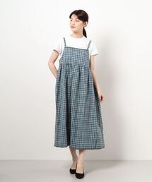 Samansa Mos2 | 綿麻ギンガムチェックキャミワンピ(ワンピース)