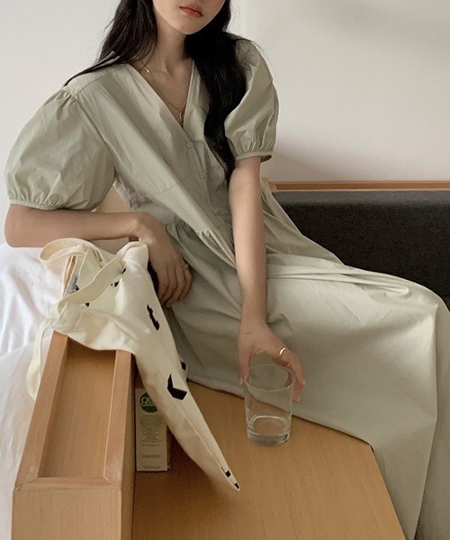 セール Yuga パフスリーブ 前ボタン ローブシャツワンピース ワンピース Frp エフアールピー のファッション通販 Zozotown