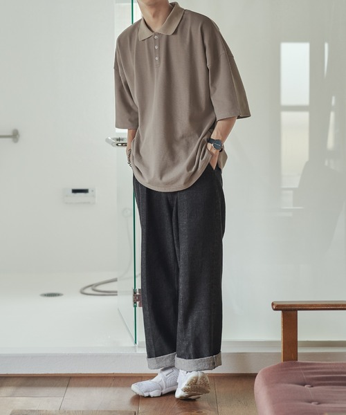 epnok(エプノック)の「ルーズカットポロシャツ(ポロシャツ・メンズ・グレイッシュブルー/グレイッシュベージュ・SMALL/MEDIUM/LARGE)」の20枚目の写真