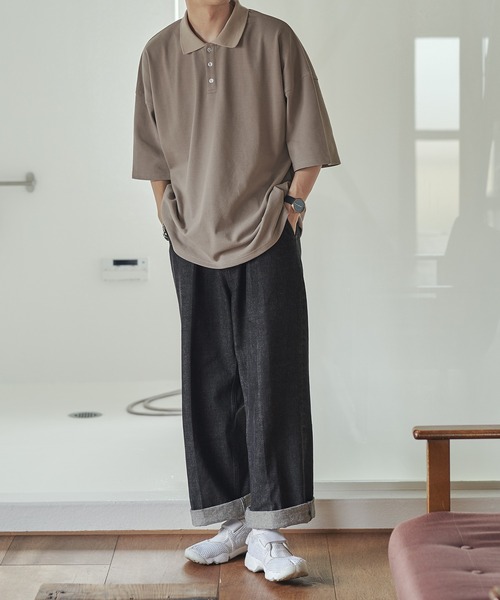 epnok(エプノック)の「ルーズカットポロシャツ(ポロシャツ・メンズ・グレイッシュブルー/グレイッシュベージュ・SMALL/MEDIUM/LARGE)」の21枚目の写真