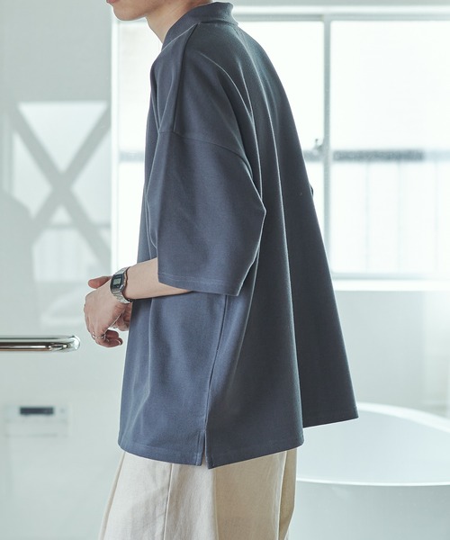 epnok(エプノック)の「ルーズカットポロシャツ(ポロシャツ・メンズ・グレイッシュブルー/グレイッシュベージュ・SMALL/MEDIUM/LARGE)」の6枚目の写真