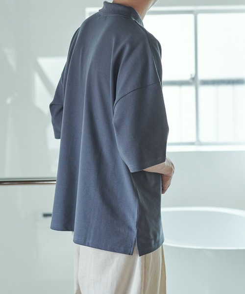 epnok(エプノック)の「ルーズカットポロシャツ(ポロシャツ・メンズ・グレイッシュブルー/グレイッシュベージュ・SMALL/MEDIUM/LARGE)」の8枚目の写真