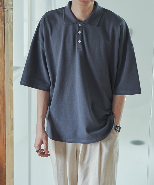 epnok(エプノック)の「ルーズカットポロシャツ(ポロシャツ・メンズ・グレイッシュブルー/グレイッシュベージュ・SMALL/MEDIUM/LARGE)」の3枚目の写真