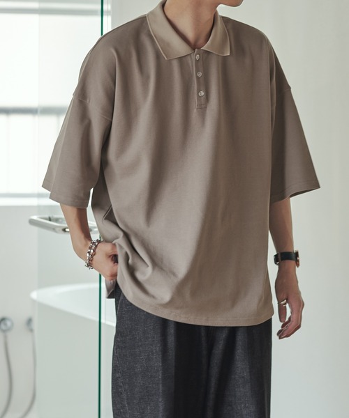 epnok(エプノック)の「ルーズカットポロシャツ(ポロシャツ・メンズ・グレイッシュブルー/グレイッシュベージュ・SMALL/MEDIUM/LARGE)」の14枚目の写真