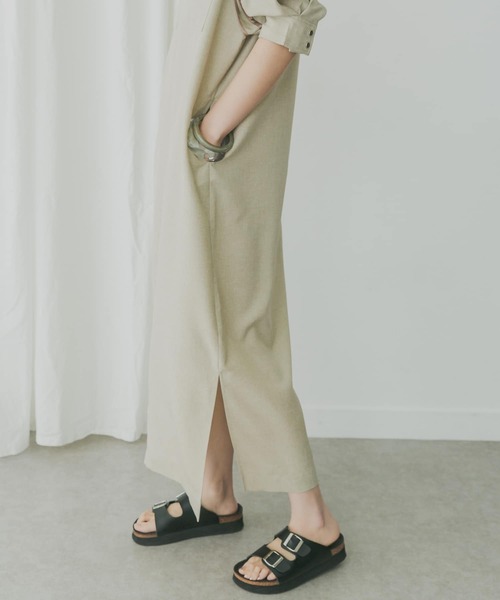 KBF+（ケービーエフプラス）の「KBF+　ショートスリーブUTILITYワンピース（ワンピース・レディース・ブラック/ベージュ/オリーブ・ONE）」の5枚目の写真