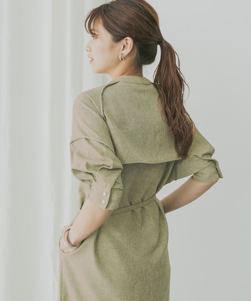 KBF+（ケービーエフプラス）の「KBF+　ショートスリーブUTILITYワンピース（ワンピース・レディース・ブラック/ベージュ/オリーブ・ONE）」の8枚目の写真