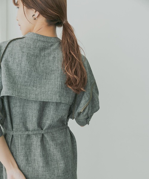 KBF+（ケービーエフプラス）の「KBF+　ショートスリーブUTILITYワンピース（ワンピース・レディース・ブラック/ベージュ/オリーブ・ONE）」の11枚目の写真