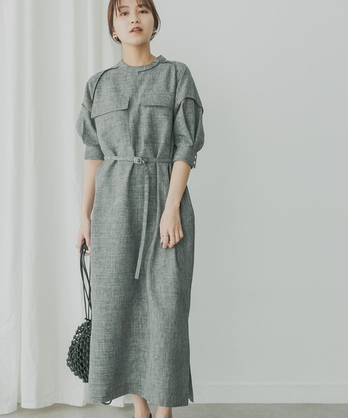 KBF+（ケービーエフプラス）の「KBF+　ショートスリーブUTILITYワンピース（ワンピース・レディース・ブラック/ベージュ/オリーブ・ONE）」の12枚目の写真