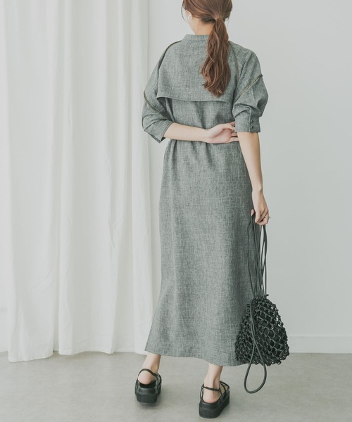 KBF+（ケービーエフプラス）の「KBF+　ショートスリーブUTILITYワンピース（ワンピース・レディース・ブラック/ベージュ/オリーブ・ONE）」の13枚目の写真