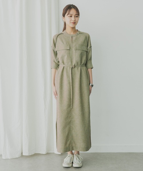 KBF+（ケービーエフプラス）の「KBF+　ショートスリーブUTILITYワンピース（ワンピース・レディース・ブラック/ベージュ/オリーブ・ONE）」の14枚目の写真