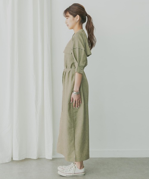 KBF+（ケービーエフプラス）の「KBF+　ショートスリーブUTILITYワンピース（ワンピース・レディース・ブラック/ベージュ/オリーブ・ONE）」の15枚目の写真