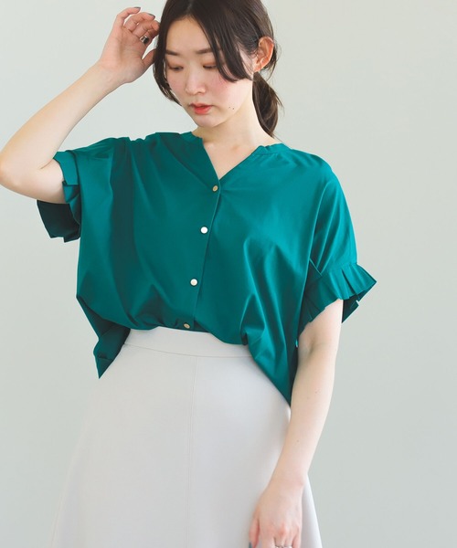 BEAMS HEART（ビームスハート）の「【ベストセラー】スキッパーネック カットソー（シャツ/ブラウス・レディース・ブラック/ネイビー/オフホワイト/イエロー/ベージュ/グリーン/サックスブルー/オリーブ/ダークグリーン/イエロー系その他2・FREE）」の6枚目の写真