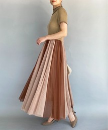 チュール切り替えワンピース