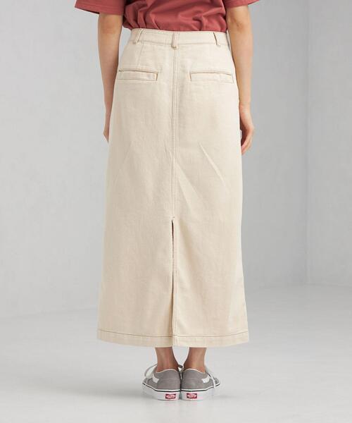 green label relaxing（グリーンレーベルリラクシング）の「コットン ツイル タイト スカート（スカート・レディース・オフホワイト・38/36）」の2枚目の写真