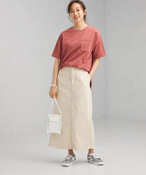 green label relaxing（グリーンレーベルリラクシング）の「コットン ツイル タイト スカート（スカート・レディース・オフホワイト・38/36）」の5枚目の写真