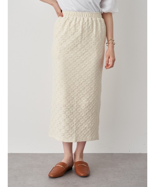 earth music&ecology（アースミュージックアンドエコロジー）の「【WEB限定】カットレースタイトスカート ＊（スカート・レディース・ブラック/ブラウン/ピンク/アイボリー・FREE）」の5枚目の写真