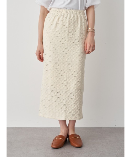 earth music&ecology（アースミュージックアンドエコロジー）の「【WEB限定】カットレースタイトスカート ＊（スカート・レディース・ブラック/ブラウン/ピンク/アイボリー・FREE）」の6枚目の写真