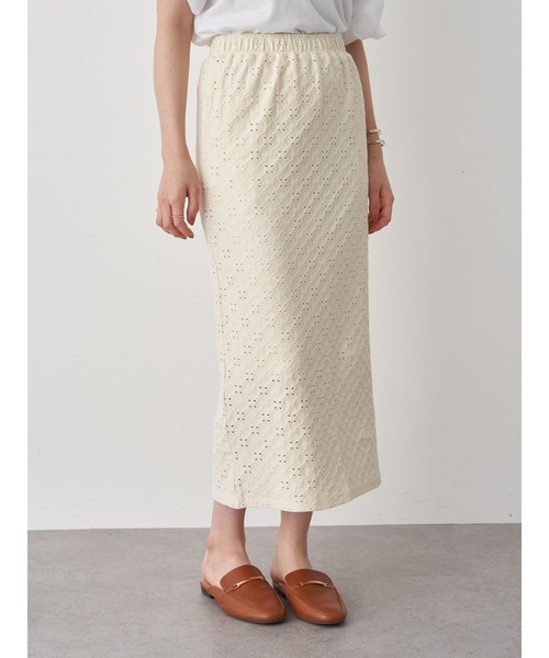 earth music&ecology（アースミュージックアンドエコロジー）の「【WEB限定】カットレースタイトスカート ＊（スカート・レディース・ブラック/ブラウン/ピンク/アイボリー・FREE）」の7枚目の写真