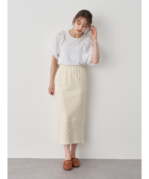 earth music&ecology（アースミュージックアンドエコロジー）の「【WEB限定】カットレースタイトスカート ＊（スカート・レディース・ブラック/ブラウン/ピンク/アイボリー・FREE）」の10枚目の写真