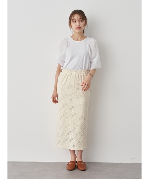 earth music&ecology（アースミュージックアンドエコロジー）の「【WEB限定】カットレースタイトスカート ＊（スカート・レディース・ブラック/ブラウン/ピンク/アイボリー・FREE）」の11枚目の写真