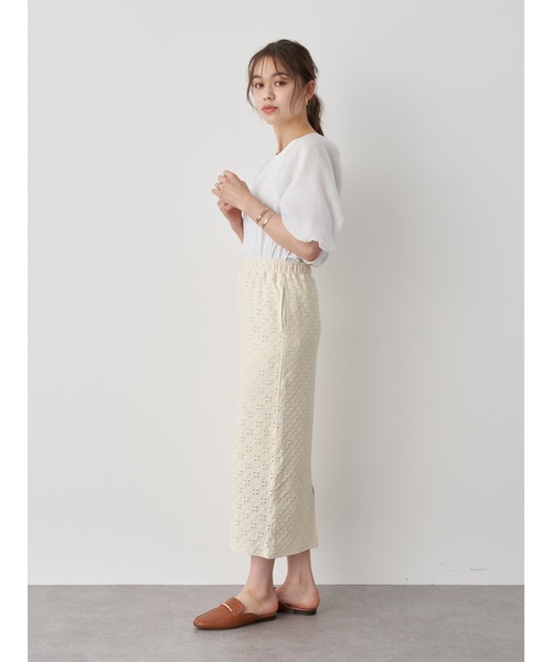 earth music&ecology（アースミュージックアンドエコロジー）の「【WEB限定】カットレースタイトスカート ＊（スカート・レディース・ブラック/ブラウン/ピンク/アイボリー・FREE）」の12枚目の写真