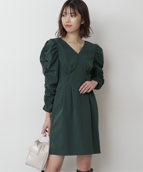 FREE'S MART（フリーズマート）の「【インフルエンサー森下愛里沙さんレコメンド】◆袖シャーリングミニワンピース（ワンピース・レディース・ブラック/グリーン・FREE）」の8枚目の写真