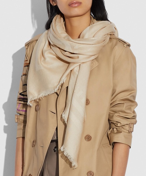 ホース アンド キャリッジ プリント ジャカード オーバーサイズド スクエア スカーフ