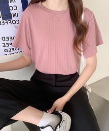 リブTシャツ 半袖カットソー