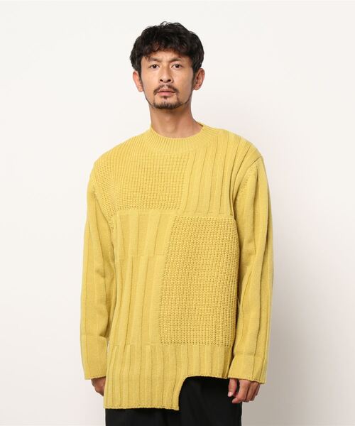 ROBES&CONFECTIONS（ローブスコンフェクションズ）の「Robes & Confections(ローブス&コンフェクションズ) スーパーカムバックラムウールマルチリブニット（ニット/セーター・メンズ・ライム/オフホワイト・3）」の2枚目の写真