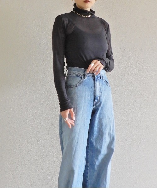 y/m by Yukie（イムバイユキエ）の「シアーリブカットトップス（Tシャツ/カットソー・レディース・ベージュ/カーキ/チャコールグレー・FREE）」の20枚目の写真