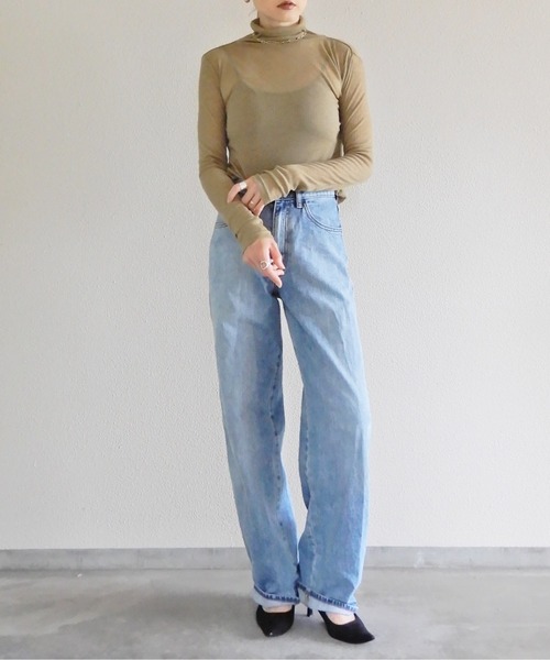 y/m by Yukie（イムバイユキエ）の「シアーリブカットトップス（Tシャツ/カットソー・レディース・ベージュ/カーキ/チャコールグレー・FREE）」の17枚目の写真