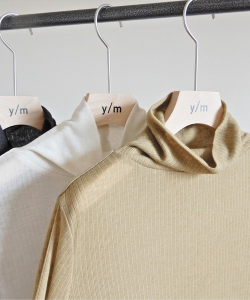 y/m by Yukie（イムバイユキエ）の「シアーリブカットトップス（Tシャツ/カットソー・レディース・ベージュ/カーキ/チャコールグレー・FREE）」の14枚目の写真