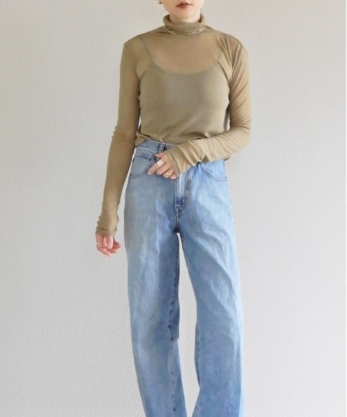 y/m by Yukie（イムバイユキエ）の「シアーリブカットトップス（Tシャツ/カットソー・レディース・ベージュ/カーキ/チャコールグレー・FREE）」の9枚目の写真