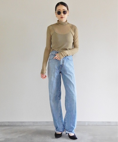 y/m by Yukie（イムバイユキエ）の「シアーリブカットトップス（Tシャツ/カットソー・レディース・ベージュ/カーキ/チャコールグレー・FREE）」の13枚目の写真