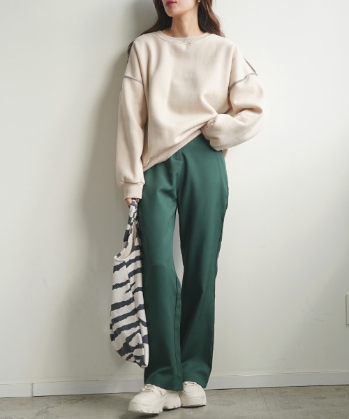 Futier land(フューティアランド)の「シンプルスラックスフレアパンツ(スラックス・レディース・ブラック/ブラウン/オレンジ/グリーン・FREE)」の11枚目の写真