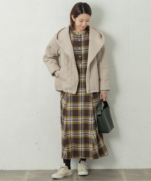 URBAN RESEARCH Sonny Label（アーバンリサーチサニーレーベル）の「パウダータッチ起毛ネルシャツワンピース（ワンピース・レディース・ベージュ/ブラウン系その他/チャコールグレー・FREE）」の10枚目の写真