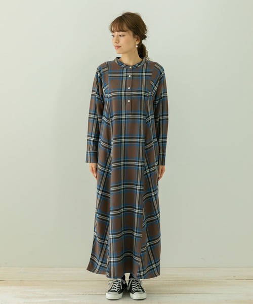 URBAN RESEARCH Sonny Label（アーバンリサーチサニーレーベル）の「パウダータッチ起毛ネルシャツワンピース（ワンピース・レディース・ベージュ/ブラウン系その他/チャコールグレー・FREE）」の14枚目の写真