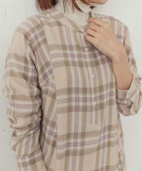 URBAN RESEARCH Sonny Label（アーバンリサーチサニーレーベル）の「パウダータッチ起毛ネルシャツワンピース（ワンピース・レディース・ベージュ/ブラウン系その他/チャコールグレー・FREE）」の5枚目の写真