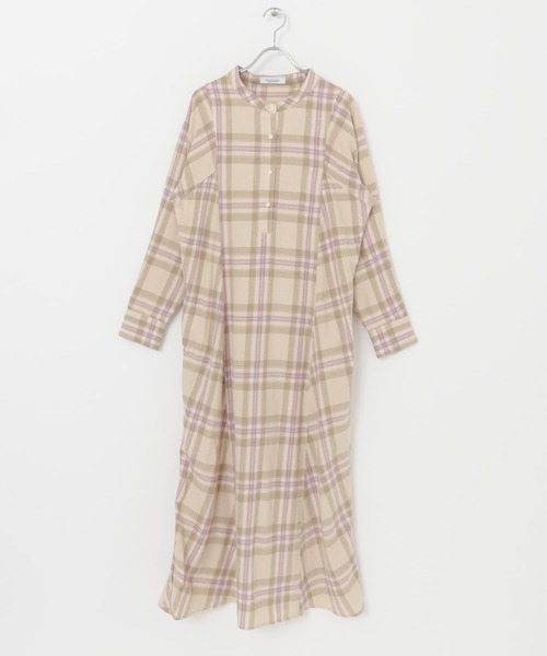 URBAN RESEARCH Sonny Label（アーバンリサーチサニーレーベル）の「パウダータッチ起毛ネルシャツワンピース（ワンピース・レディース・ベージュ/ブラウン系その他/チャコールグレー・FREE）」の6枚目の写真