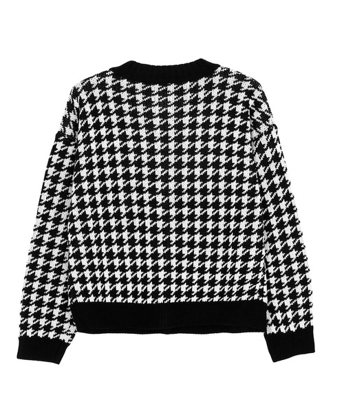 Figments（フィグメンツ）の「千鳥柄ラウンドネックカーディガン（カーディガン/ボレロ・レディース・ブラック/オフホワイト/グリーン・FREE）」の7枚目の写真