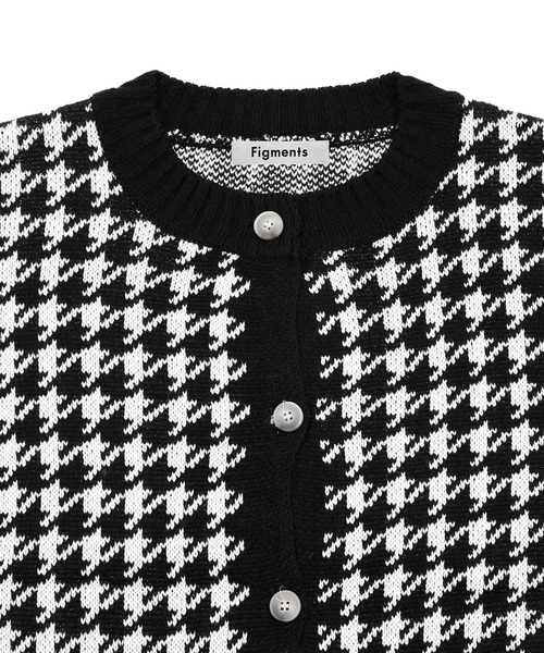 Figments（フィグメンツ）の「千鳥柄ラウンドネックカーディガン（カーディガン/ボレロ・レディース・ブラック/オフホワイト/グリーン・FREE）」の8枚目の写真