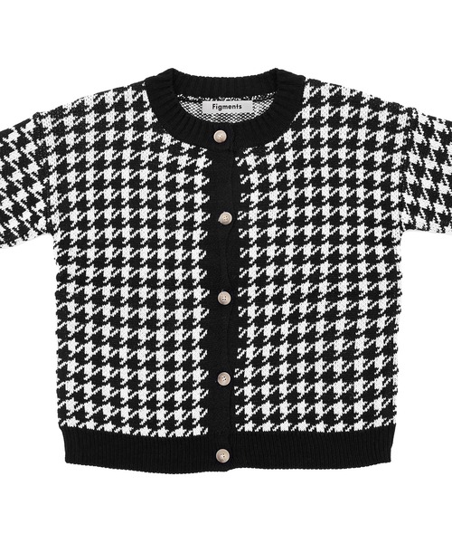 Figments（フィグメンツ）の「千鳥柄ラウンドネックカーディガン（カーディガン/ボレロ・レディース・ブラック/オフホワイト/グリーン・FREE）」の12枚目の写真